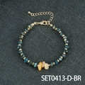 Handgemaakte kralenarmband met marineblauwe facetkralen en natuursteen voor dames - Gele Aventurijn En Blauwe Tijgeroog Armband