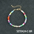 Bracciale fatto a mano con perline colorate, perle d'acqua dolce e chiusura dorata - Bracciale in perle d'acqua dolce barocche piatte (SET0424-C-BR)