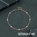 Collana bohémien di perline colorate con margherite bianche e catena dorata - Collana in perline margherita piccolo (SET0424-F-NE)