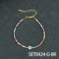 Bracciale di perline colorate con ciondolo occhio blu e chiusura in oro - Bracciale in perline malocchio (SET0424-G-BR)