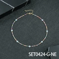 Collana bohémien con perline Evil Eye colorate e chiusura in metallo dorato lucido - Collana in perline malocchio (SET0424-G-NE)
