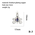 Silberner rhodinierten Kürbiswagen Anhänger mit dunkelblauem Stein für DIY Schmuck - Blaue Perle Kürbiskutsche (B-3)