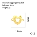 18K vergoldeter Herzanhänger aus Kupfer mit Lavatextur und weißem Opal - Weißes Opal-Optik Lava Textur Verbinder Herz (C-2)