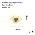 Herzanhänger aus 18K Kupfer vergoldet mit Hammerstruktur und 5mm Verbindungsloch - Blau Violett Sternenhimmel Lava Textur Verbinder Herz (C-3)