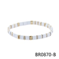 Bohemian white enamel and gold tile stretch bracelet for women beach style - White and Gold Tila Bead Style (BR0870-B)
