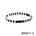 Bohemian style stretch bead bracelet with black, white, and grey enamel square beads - Black White Gray Tila Bead Style (BR0871-C)