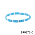 Blue and white Tila bead stretch bracelet in a bohemian stacked beach style - Blue White Tila Bead Style (BR0876-C)