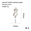 18K rhodiniertem Kupfer-Einhorn-Anhänger mit bunten Kristallen und weißem Stein - Opalweißer Ovaler Stein Einhorn Seepferdchen (B-2)