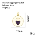 Colgante ojo turco de cobre bañado en oro 18K con esmalte de corazón lila de 19x21mm - Corazón y Espada (P03166)