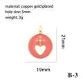 Colgante de esmalte rosa chapado en oro con diseño de corazón y cruz para DIY - Corazón Rosa Coral (P03167)