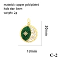 Colgante de ojo turco chapado en oro 18K con esmalte verde y piedras de circonia - Estrella Luna Esmerilada (P03169)