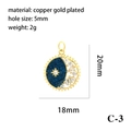 Colgante de ojo turco en cobre bañado en oro 18K con luna azul y piedras de circón - Disco Azul Estrella Luna (P03170)