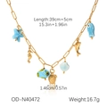 Golden titanium steel necklace with colorful starfish, seahorse, and dolphin charms - Seahorse Tropical Fish Multi-Charm Style (OD-N40472)