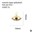 Evil eye jewelry pendant with red stone and colorful zircons in gold-plated brass - Eye Shape Rainbow Gem Style (P03195-B)