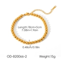 18K vergulde roestvrijstalen kralenarmband met 18cm plus 5cm verstelbare verlenging - Gepolijste Bol Verstelbare Armband (OD-B20066-2)