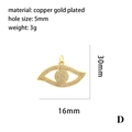 Gold plated evil eye pendant with cubic zirconia and dimensions for jewelry making - Rectangular Pave Evil Eye Style (P03198-D)