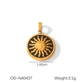 Pendentif soleil en acier inoxydable doré avec émail noir pour création de bijoux - Pendentif Motif Dieu du Soleil Rond (OD-N40437)