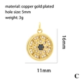 Colgante ojo turco bañado en oro 18K con piedra azul y circonitas blancas - Estilo de Girasol Redondo (P03217-C)
