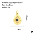 Colgante de ojo turco en forma de lágrima, cobre bañado en oro 18K con piedra azul - Estilo de Gota de Agua Patrón Radial (P03218-D)
