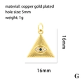 Colgante triangular de ojo turco en cobre chapado en oro 18K con circón azul - Estilo de Triángulo Patrón Radial (P03222-G)