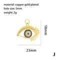 Colgante ojo turco de cobre bañado en oro de 18K con piedras azules y blancas - Estilo de Pestañas Caladas (P03226-J)