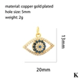 Colgante de ojo turco en cobre bañado en oro de 18K con circonitas azules y blancas - Estilo de Forma de Ojo en Disco (P03228-K)