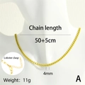 Yellow Cuban link chain necklace for women with lobster clasp and adjustable length - 50+5cm / Bright Yellow