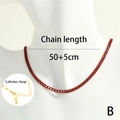 Modern red lacquer Cuban chain necklace for women with golden lobster clasp detail - 40+5cm / Red