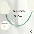 Grass green Cuban chain necklace for women with gold lobster clasp and adjustable length - 40+5cm / Mint Green