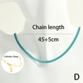 Bright blue minimalist Cuban chain necklace for women with 45+5cm adjustable gold clasp - 40+5cm / Lake Blue
