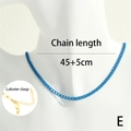 Vibrant blue enamel Cuban link chain necklace featuring a lobster clasp 45+5cm length - 40+5cm / Blue