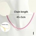 Pink Cuban chain necklace for women with gold lobster clasp and adjustable 45+5cm length - 45+5cm / Pink