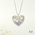 Detail of silver heart pendant with baguette-cut zircons and box chain necklace - Silver Purple Style (NE2259-C-2)