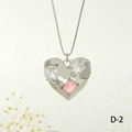 Detail of heart pendant with pink gemstone and zircon on a delicate box chain - Silver Pink Style (NE2259-D-2)