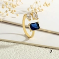 Detailed close-up of 18K gold plated ring featuring pear and rectangular zircon stones - Adjustable Open