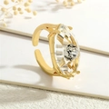 Nahaufnahme des goldenen Evil Eye Ringes mit großem Marquise-Glas und Kristall-Detail - Einstellbar Offen / Klar (SET0180-K-RG)