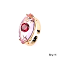 Verstellbarer goldener Augenring mit rosa Markasit-Stein und roter Mitte - Einstellbar Offen / Rosa (SET0180-H-RG)