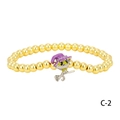 Detail of Halloween beaded bracelet with flying cat wizard pendant and gold plated beads - Silver Wizard Cat (BR1914-C-2)