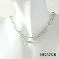 Dettaglio della collana a catena silver paperclip con ciondolo a cilindro in zirconi - Zirconia a 4 File Oro Bianco (NE2376-B)