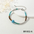 Etnische kralenarmband met turquoise en tijgeroog stenen in macaron kleuren - Turkoois & Tijgeroog Stijl (BR1852-A)