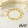 Macro shot of gold plated twist texture links with lobster clasp and extension chain - Gold Plated Twist Texture Chain Style (BR1876-D)