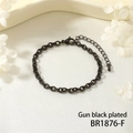 Detail of gun black plated minimalist heavy metal chain bracelet with lobster clasp - Gun Black Plated Fine Chain Style (BR1876-F)