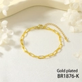 Detail of gold plated paperclip chain bracelet with lobster clasp and extension chain - Gold Plated Rectangular Paperclip Chain Style (BR1876-K)