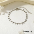Detail of silver star charm bracelet with lobster clasp and adjustable extender chain - Star Pendant Style (BR1897-B)