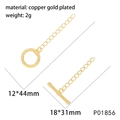 Detail view of gold-plated copper OT toggle clasp for jewelry with dimensions and weight - 18K Gold Plated Threaded Ball Head