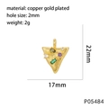 Triangle hollow pendant in gold-plated copper with colorful cubic zirconia stones - Triangle Style (P05484)