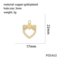 Macro detail of gold bow and heart pendant with sparkling cubic zirconia and pearls - Heart Ribbon Style (P05463)