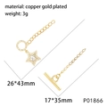 Gold-plated copper OT toggle clasp with micro-pave zircon star pendant jewelry findings - 18K Gold Plated White Rhinestone Star OT Clasp