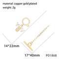 Detail of gold plated brass bee jewelry toggle clasp with micro paved white cubic zirconia - 18K Gold Plated White Rhinestone Bee OT Clasp - Small
