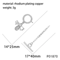 Macro shot of silver bee toggle clasp with micro-set zircons for jewelry making - Silver White Rhinestone Bee OT Clasp